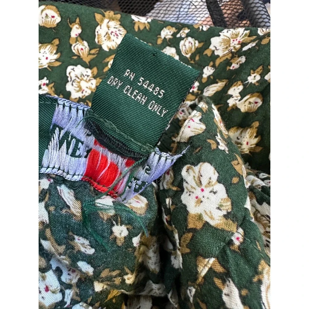 Vintage American Eagle Outfitters Green Floral Maxi Skirt Rayon 90s Boho Medium - Picture 9 of 15
